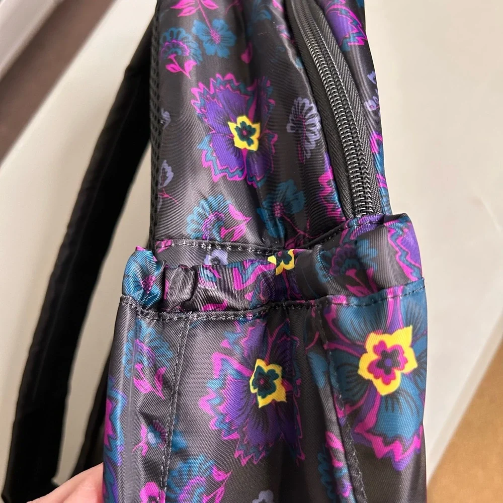 Lug Color Blocked Black and Purple Floral Women's Hopper Backpack - Picture 12 of 13